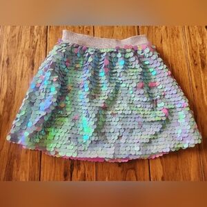 Hatley Iridescent Sequin Skirt - Pastel Rainbow with Silver Waistband 5T